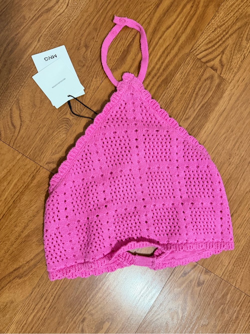 Mango Hot Pink Crochet Halter Bandeau